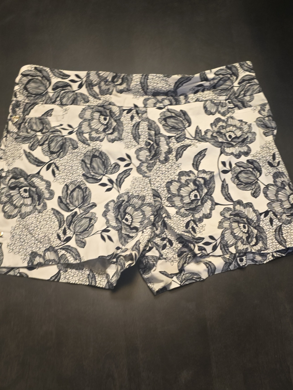 Thalia Sodi White Shorts with Navy Floral Print